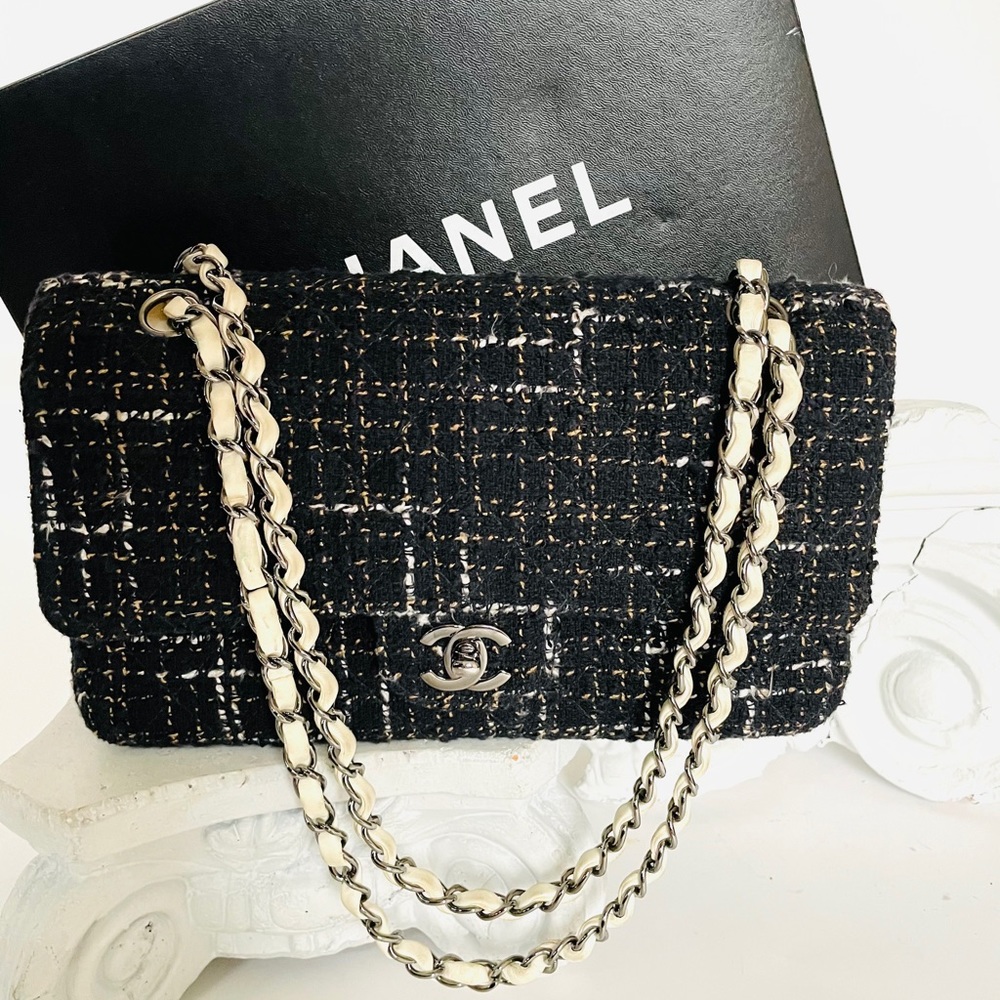 Chanel Double Flap Tweed Handbag